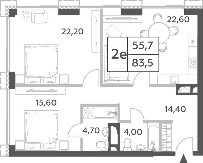 2-комнатная, 83.5м², ЖК Will Towers, 29 724 360 ₽