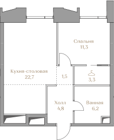 1-комнатная, 49.8 м², ЖК LUZHNIKI COLLECTION, 46 291 000 ₽