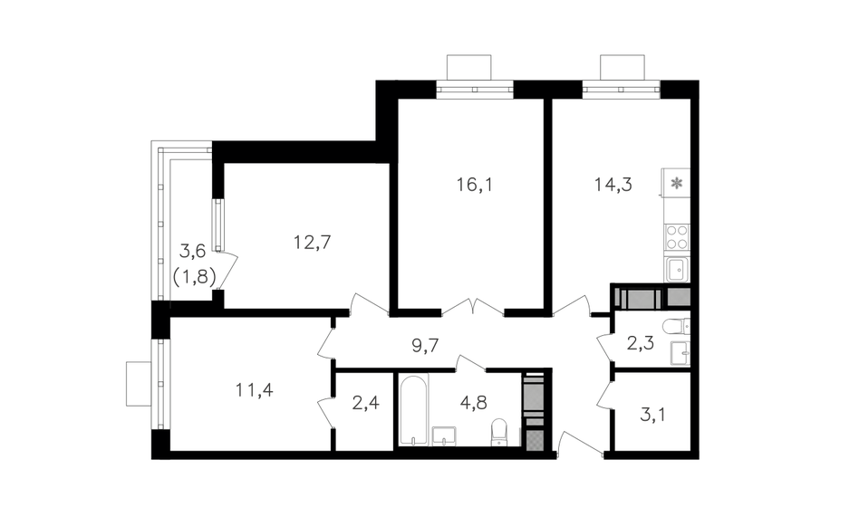 3-комнатная, 78.6м², ЖК Октябрьское поле, 23 029 800 ₽