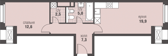 2-комнатная, 47.3 м², ЖК Homecity, 13 103 897 ₽