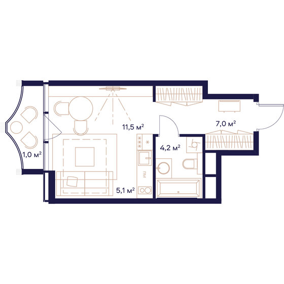 1-комнатная, 28.8 м², ЖК СОЮЗ, 15 752 000 ₽