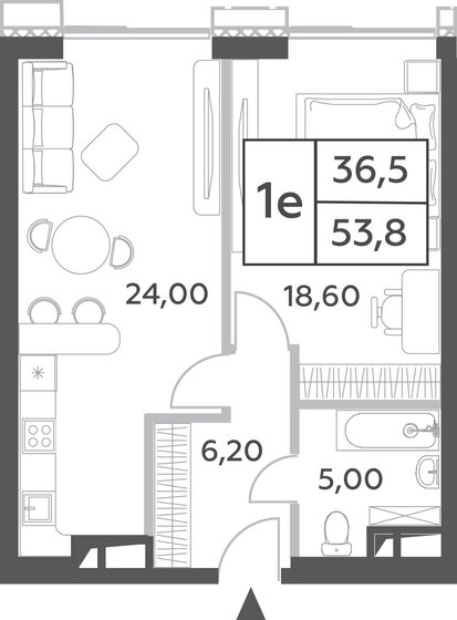 1-комнатная, 53.8м², ЖК Will Towers, 22 219 886 ₽