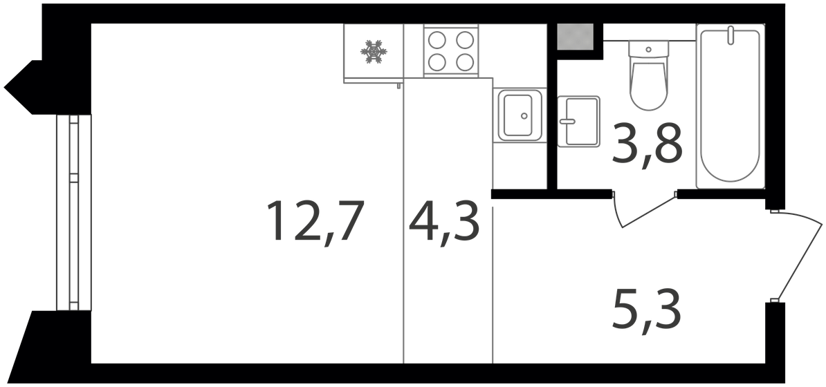 1-комнатная, 26.1 м², ЖК Петровский парк II, 14 211 450 ₽