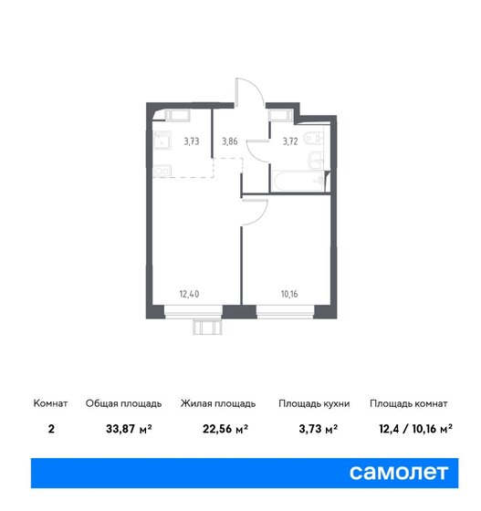 2-комнатная, 33.87м², ЖК Новое Внуково, 9 356 955 ₽