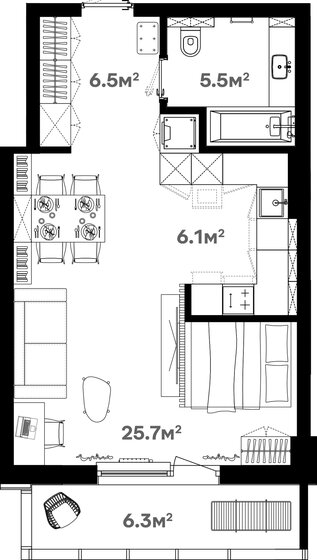 1-комнатная, 46.8 м², ЖК River House Щелково, 8 225 100 ₽