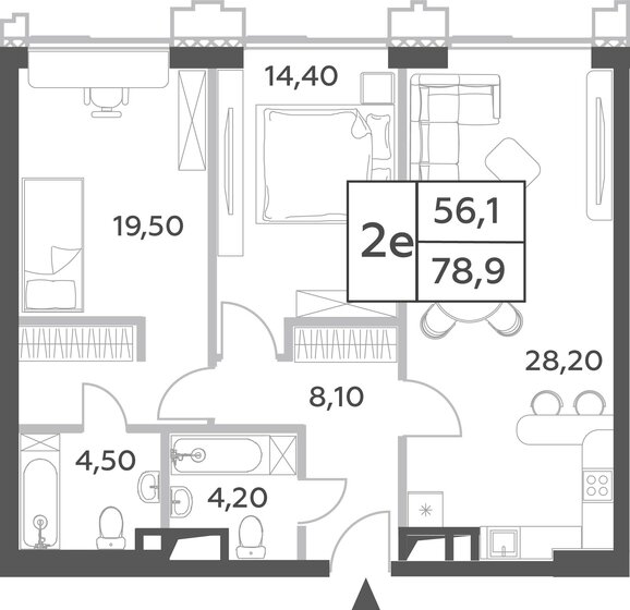 2-комнатная, 78.9м², ЖК Will Towers, 32 538 834 ₽