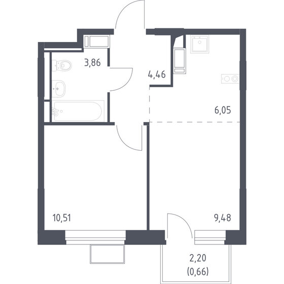 2-комнатная, 38.94м², ЖК Новое Внуково, 9 593 991 ₽