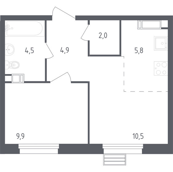 2-комнатная, 37.6м², ЖК Южное Бунино, 8 781 442 ₽