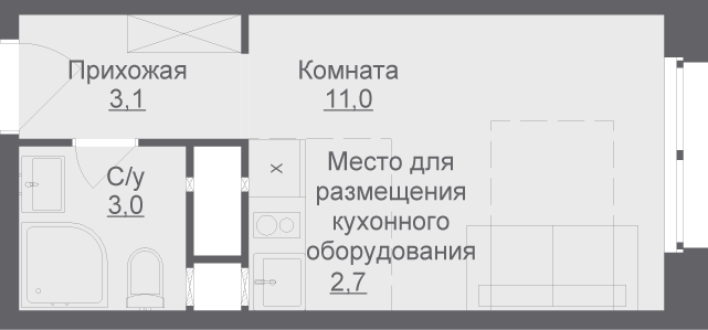 1-комнатная, 19.8 м², ЖК LIBERTY, 4 327 508 ₽