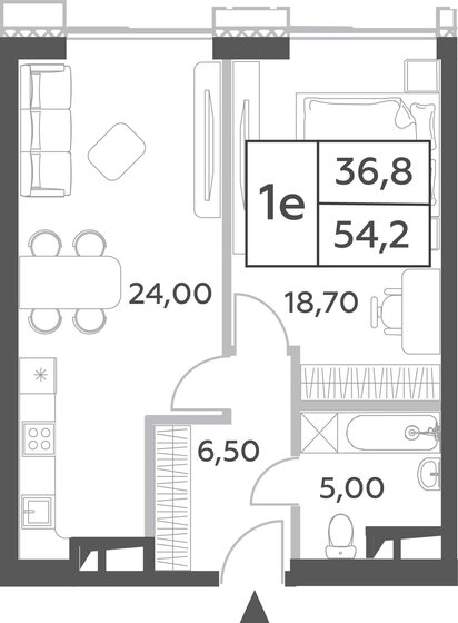 1-комнатная, 54.2м², ЖК Will Towers, 23 484 966 ₽