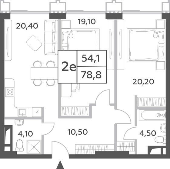 2-комнатная, 78.8м², ЖК Will Towers, 28 390 110 ₽
