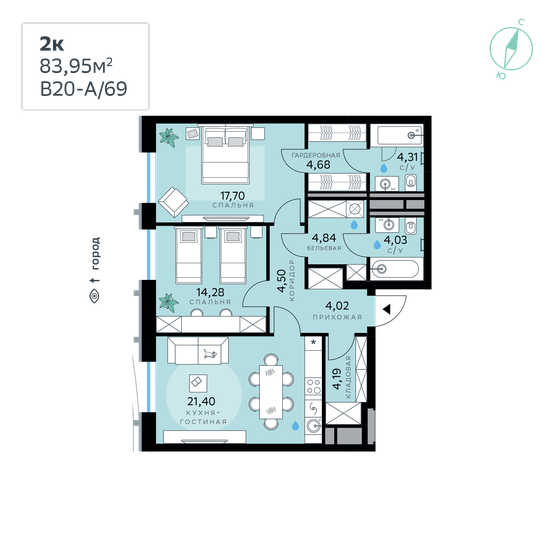 2-комнатная, 83.95 м², ЖК Рублево-Архангельское, 42 436 724 ₽