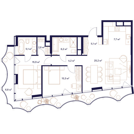 2-комнатная, 94.1м², ЖК СОЮЗ, 40 286 600 ₽
