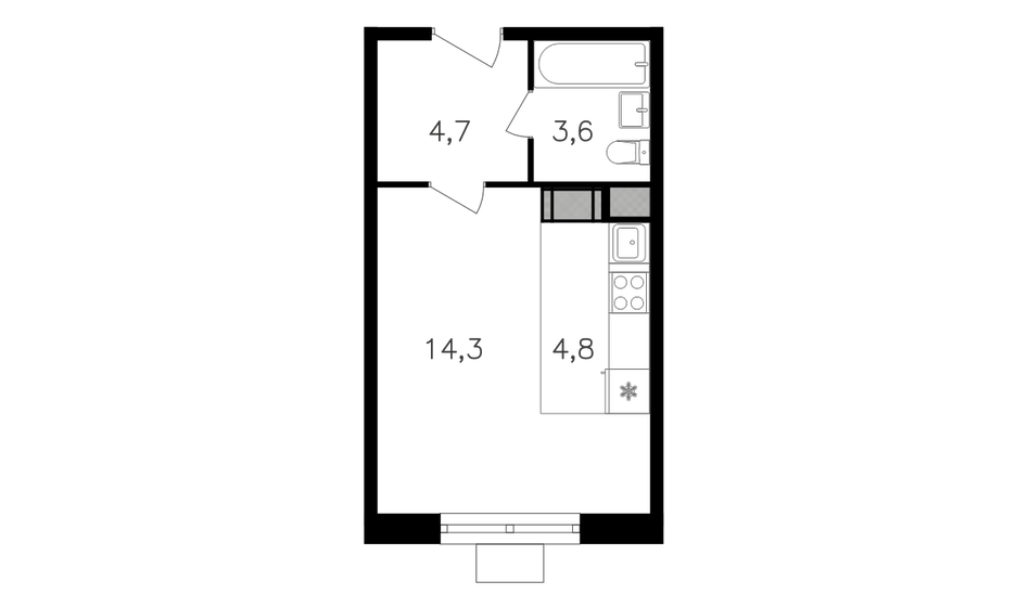 1-комнатная, 27.4м², ЖК Октябрьское поле, 9 507 800 ₽