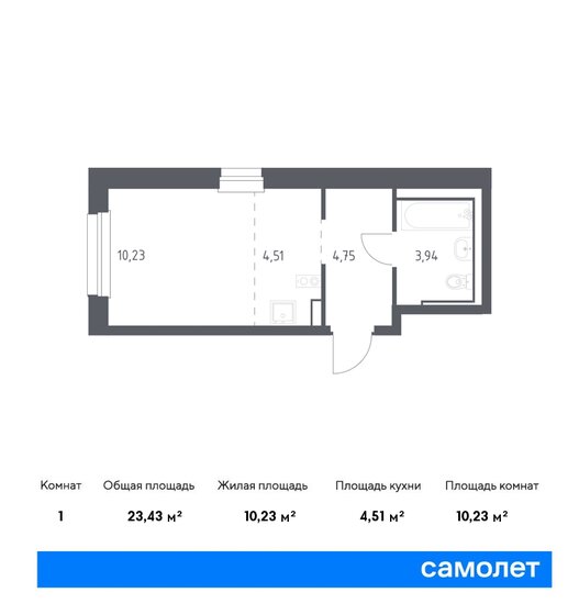 1-комнатная, 23.43м², ЖК Новое Внуково, 6 581 707 ₽