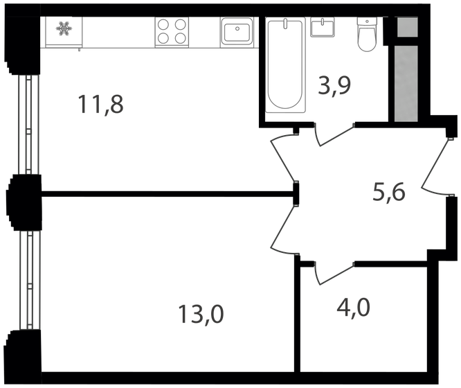 1-комнатная, 38.3 м², ЖК Варшавские ворота, 9 230 300 ₽