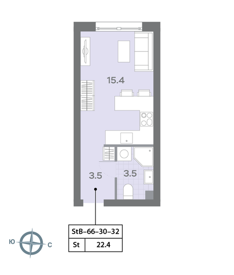 1-комнатная, 22.3 м², ЖК Дмитровское небо, 9 177 364 ₽