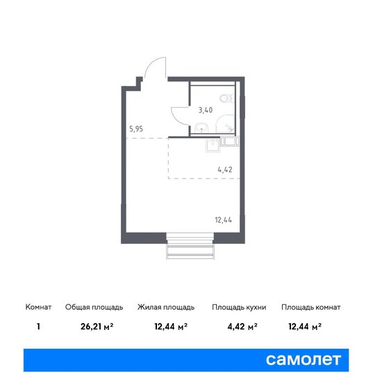 1-комнатная, 26.21м², ЖК Рублевский Квартал, 6 035 962 ₽