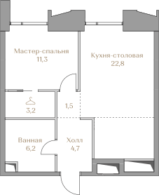 2-комнатная, 49.8 м², ЖК LUZHNIKI COLLECTION, 50 005 000 ₽