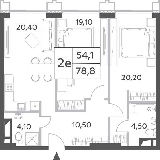 2-комнатная, 78.8м², ЖК Will Towers, 27 870 672 ₽