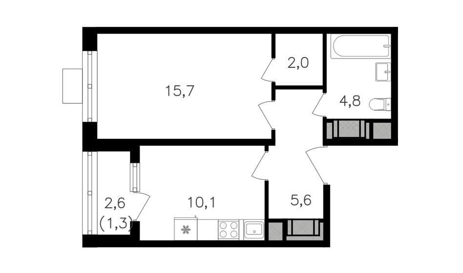 1-комнатная, 39.5м², ЖК Октябрьское поле, 13 114 000 ₽