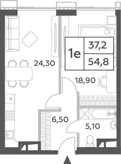 1-комнатная, 54.8м², ЖК Will Towers, 23 308 026 ₽