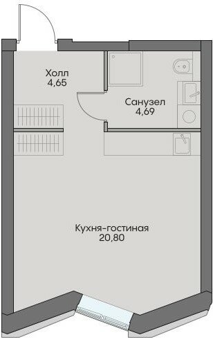 1-комнатная, 30.3 м², ЖК Insider, 12 972 198 ₽