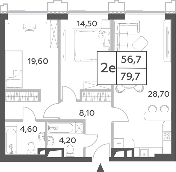 2-комнатная, 79.7м², ЖК Will Towers, 28 484 158 ₽