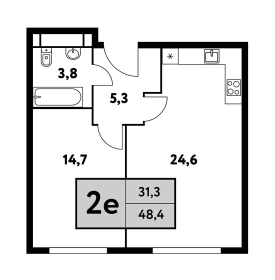 1-комнатная, 48.4м², ЖК Фестиваль парк-2, 22 665 508 ₽