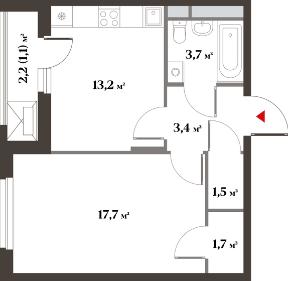1-комнатная, 41.9 м², ЖК 8 кленов, 10 725 616 ₽