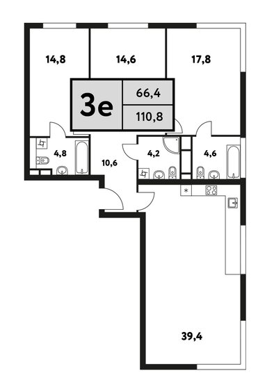 3-комнатная, 110.8м², ЖК Фестиваль парк-2, 39 091 652 ₽