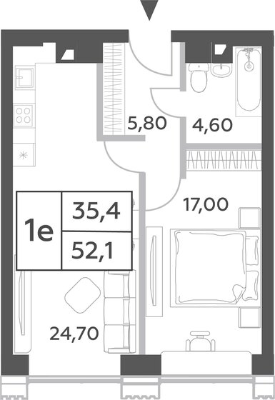 1-комнатная, 52.1м², ЖК Will Towers, 24 459 536 ₽