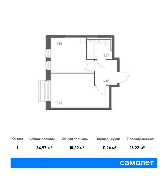 1-комнатная, 34.97м², ЖК Рублевский Квартал, 7 244 160 ₽