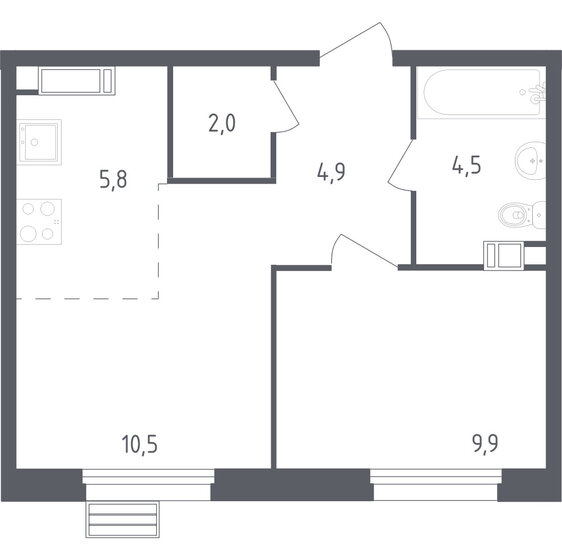 2-комнатная, 37.6м², ЖК Южное Бунино, 8 642 059 ₽