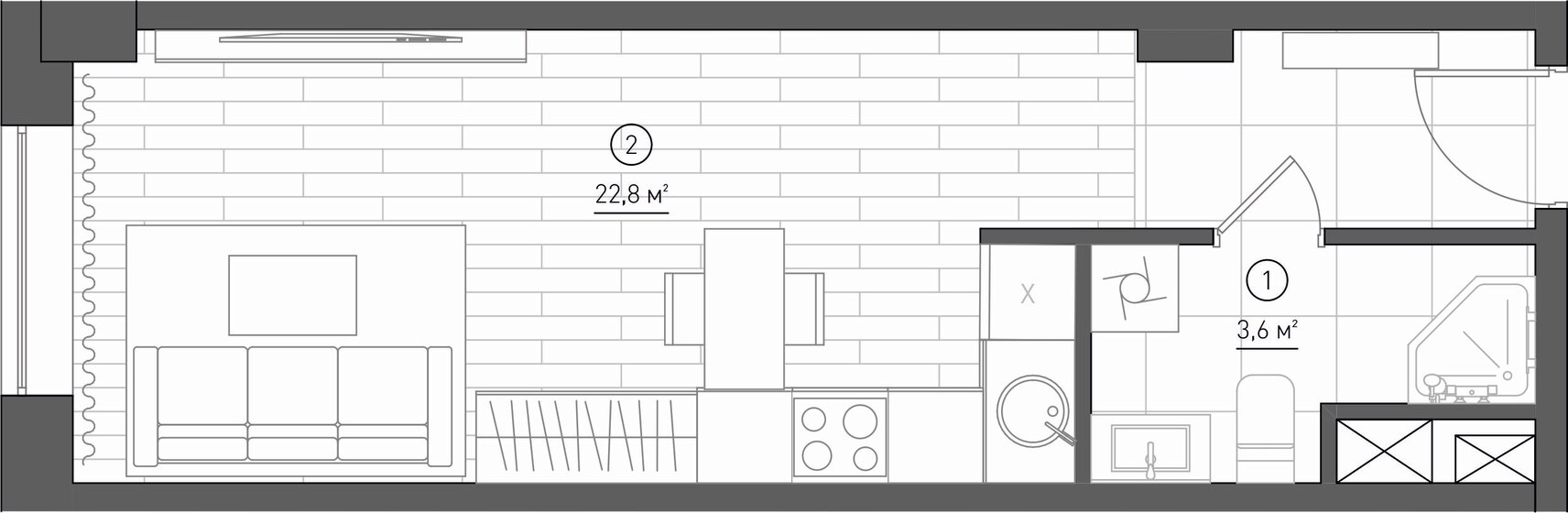 1-комнатная, 26.4 м², ЖК Королева 13, 9 111 960 ₽