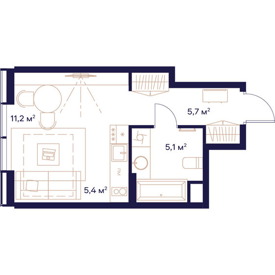 1-комнатная, 27.4 м², ЖК СОЮЗ, 15 461 800 ₽