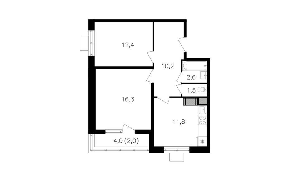 2-комнатная, 56.8м², ЖК Октябрьское поле, 17 721 600 ₽