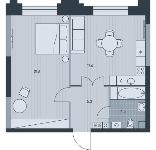 2-комнатная, 48.7м², ЖК Ever, 21 934 480 ₽