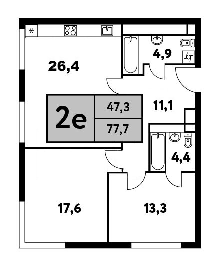 2-комнатная, 77.7м², ЖК Фестиваль парк-2, 25 517 938 ₽