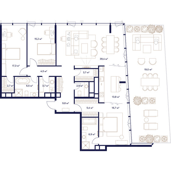 4-комнатная, 162.6м², ЖК СОЮЗ, 125 402 000 ₽