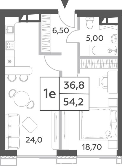 1-комнатная, 54.2м², ЖК Will Towers, 23 737 292 ₽