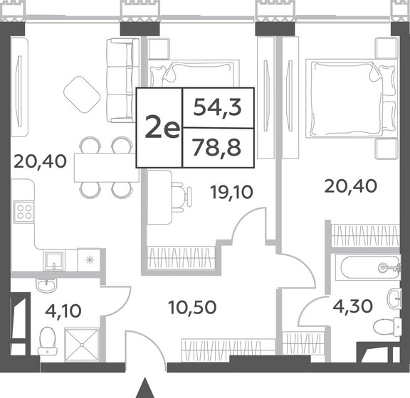 2-комнатная, 78.8м², ЖК Will Towers, 28 832 242 ₽