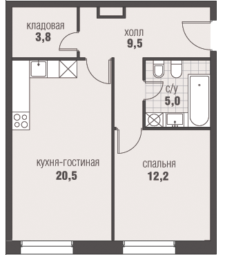 2-комнатная, 51 м², ЖК Homecity, 13 170 794 ₽