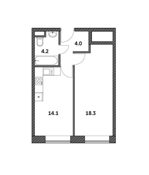 1-комнатная, 40.67м², ЖК Городские истории, 9 898 549 ₽
