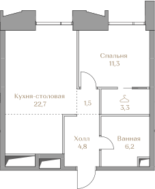 1-комнатная, 49.8 м², ЖК LUZHNIKI COLLECTION, 45 318 000 ₽