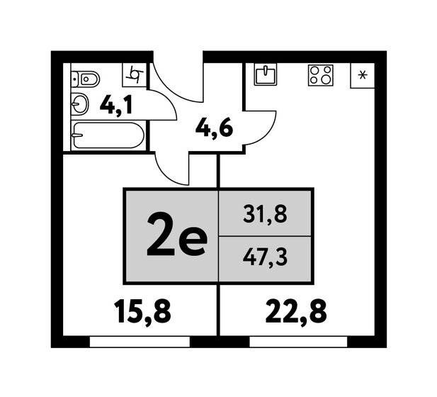 1-комнатная, 47.3м², ЖК Фестиваль парк-2, 18 541 496 ₽