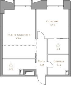 1-комнатная, 55 м², ЖК LUZHNIKI COLLECTION, 48 773 000 ₽