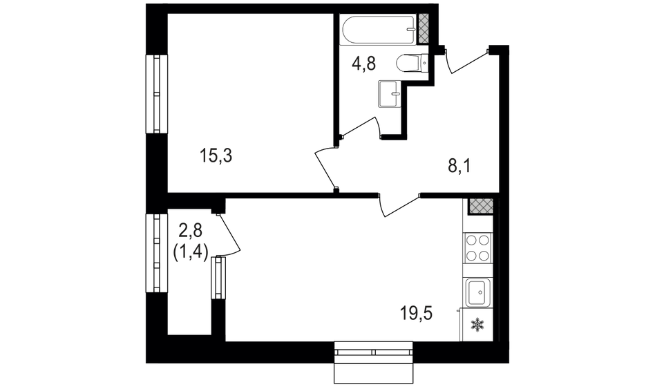 1-комнатная, 49.1 м², ЖК Михалковский, 16 743 100 ₽