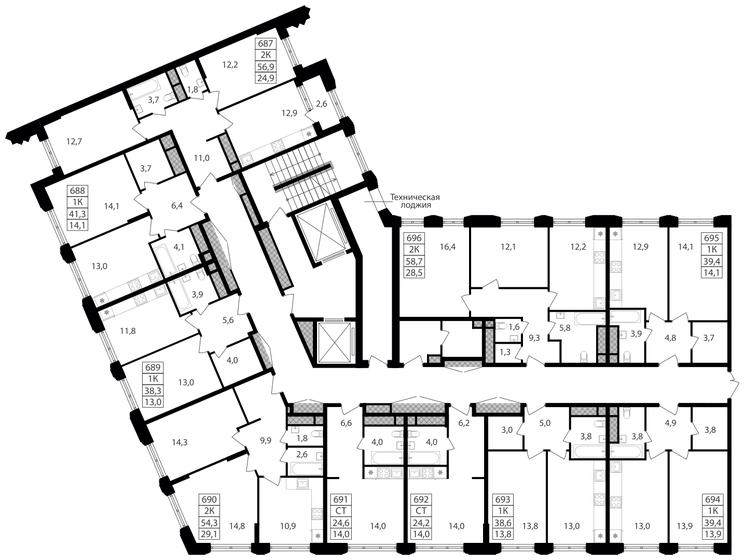 1-комнатная, 24.2 м², ЖК Варшавские ворота, 7 502 000 ₽