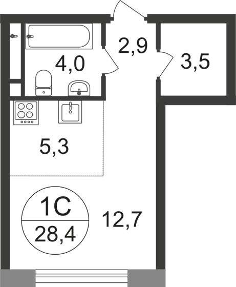 1-комнатная, 28.4 м², ЖК Переделкино Ближнее, 8 311 189 ₽